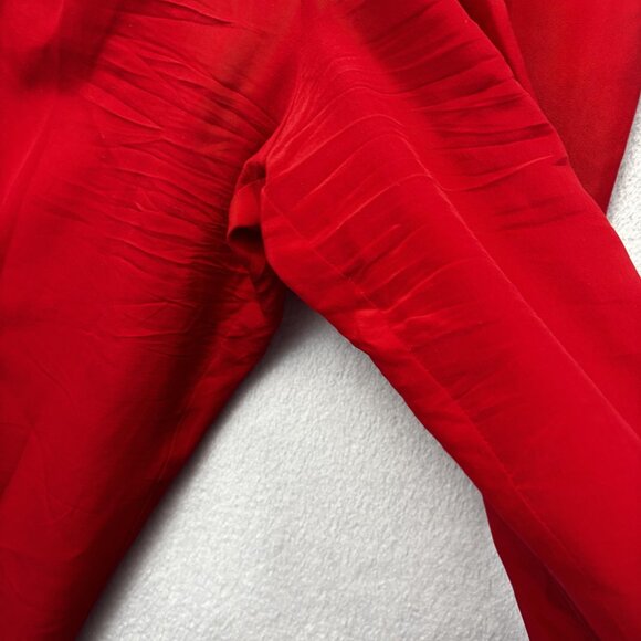 Vintage 90s 100% Silk Pleated Pants Womens 10 Red High Rise Christmas Holiday - Picture 14 of 16